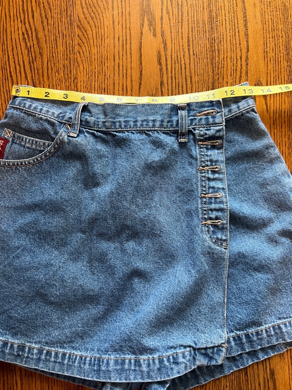 UNIONBAY Light Wash Denim Wrap Skort with Button Detail - Picture 6 of 9